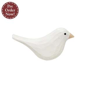 White Carved Bird Sitter - 2.75"H