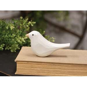 White Carved Bird Sitter - 2.75"H