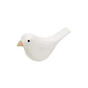 White Carved Bird Sitter - 2.75"H