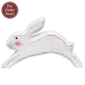 Rustic Carved Hopping Bunny Sitter