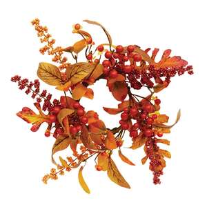 Bittersweet Berries & Fall Leaves Candle Ring, 3.5" SA112559;