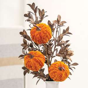 Orange Chenille Pumpkin Trio Spray, 27" SA112569;
