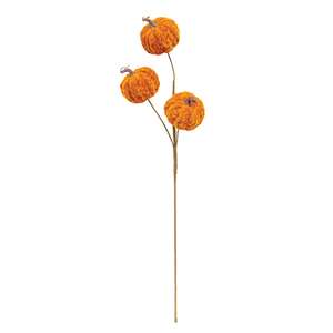 Orange Chenille Pumpkin Trio Spray, 27" SA112569;
