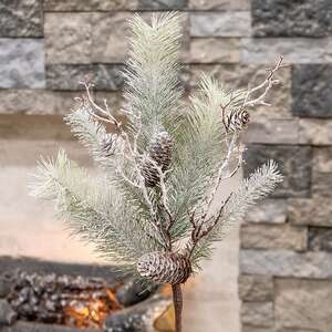 Snowy Bristle Pine & Boughs Pick, 16.5" SH262501;