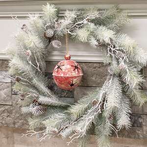 Snowy Bristle Pine & Boughs Wreath, 24" SH262502;