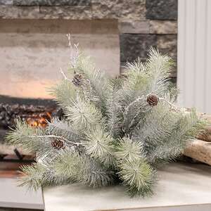 Snowy Bristle Pine & Boughs Half Sphere, 15" SH262503;