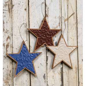 Embossed Metal Star Ornament, 3 asst.