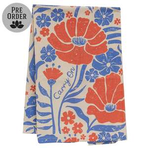Carry On flower tea towel 18 x 28