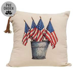 Flags in a Bucket Pillow, 18in x 18in