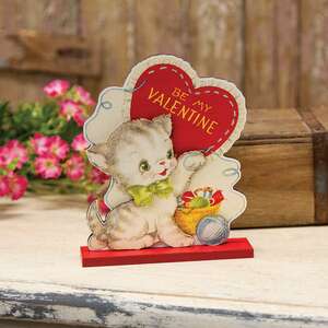 Be My Valentine Vintage Kitten on Base, #38928