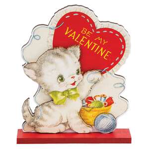 Be My Valentine Vintage Kitten on Base, #38928