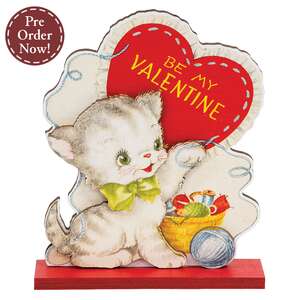 Be My Valentine Vintage Kitten on Base, #38928