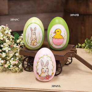 Hand Painted Standing Bunny Wooden Easter Egg