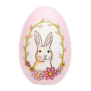 Hand Painted Bunny Portait Wooden Easter Egg