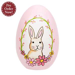 Hand Painted Bunny Portait Wooden Easter Egg
