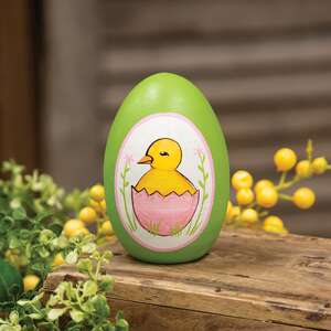 Hand Painted Hatching Chick Wooden Easter Egg
