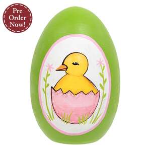 Hand Painted Hatching Chick Wooden Easter Egg
