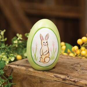 Hand Painted Standing Bunny Wooden Easter Egg