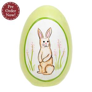 Hand Painted Standing Bunny Wooden Easter Egg