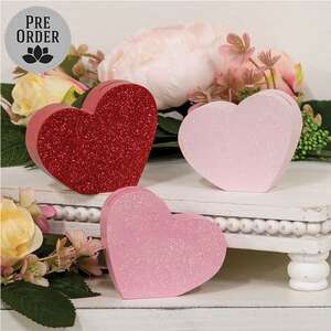 Chunky Glittered Heart Name Card Holders, 3/SetChunky Glittered Heart Name Card Holders, 3/Set