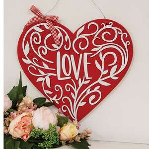 Vined Love Hanging Heart Sign