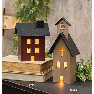 Primitive Wooden Church Sitter - 10.75"H