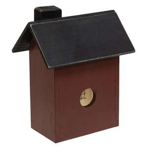 Primitive Wooden Red Saltbox Sitter - 7"H