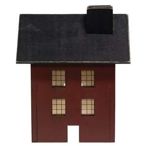 Primitive Wooden Red Saltbox Sitter - 7"H