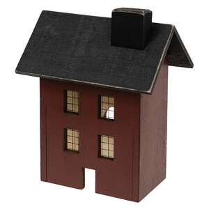 Primitive Wooden Red Saltbox Sitter - 7"H