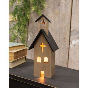 Primitive Wooden Church Sitter - 10.75"H