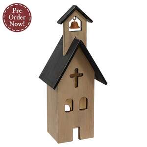Primitive Wooden Church Sitter - 10.75"H
