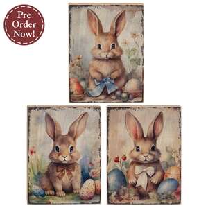 Distressed Easter Bunny Block - 3 Asstd.
