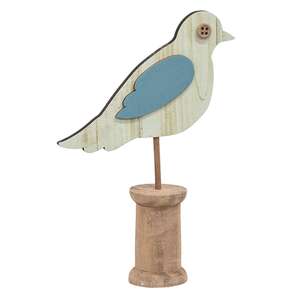 Cottage Rose Distressed Wooden Bird on Spool - 2 Asstd.