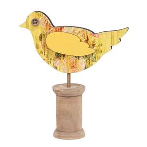 Cottage Rose Distressed Wooden Bird on Spool - 2 Asstd.