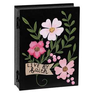 Faith Love Grace Wooden Floral Book Box - 3 Asstd.