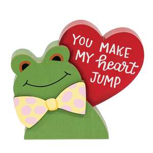 Hoppy Valentine's Day Wooden Frog Sitter, #39013