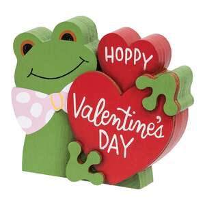 Hoppy Valentine's Day Wooden Frog Sitter, #39013