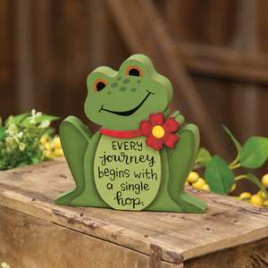 A Single Hop Chunky Wooden Frog Sitter, #39016