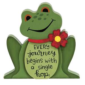 A Single Hop Chunky Wooden Frog Sitter, #39016