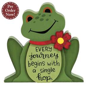 A Single Hop Chunky Wooden Frog Sitter, #39016