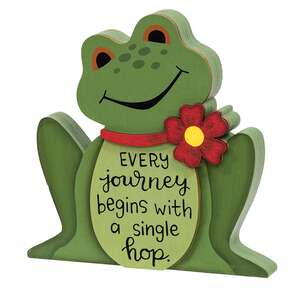 A Single Hop Chunky Wooden Frog Sitter, #39016