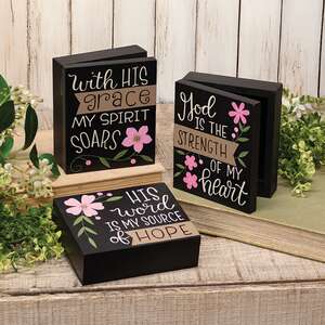 Hope Grace Strength Floral Trinket Box - 3 Asstd.