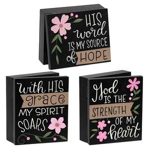 Hope Grace Strength Floral Trinket Box - 3 Asstd.