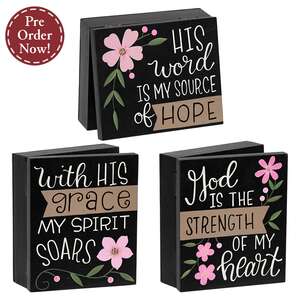 Hope Grace Strength Floral Trinket Box - 3 Asstd.