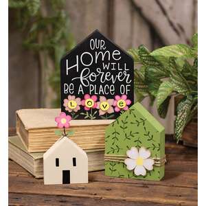 3 Set - A Place of Love Wooden Floral House Sitters