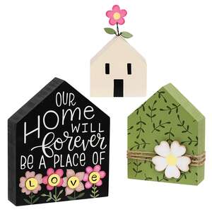 3 Set - A Place of Love Wooden Floral House Sitters