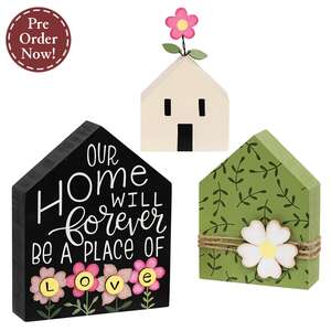 3 Set - A Place of Love Wooden Floral House Sitters