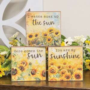 You Are My Sunshine Watercolor Sunflower Block - 3 Asstd.