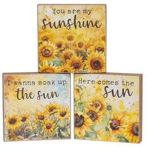 You Are My Sunshine Watercolor Sunflower Block - 3 Asstd.