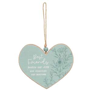 Wildflower Friendship Wooden Heart Ornament - 3 Asstd.